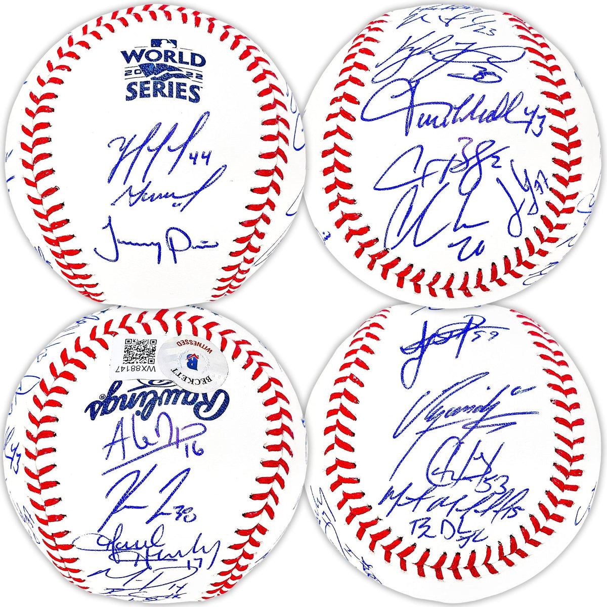 2022 World Series Champion Houston Astros Team Signed Autographed Official 2022 World Series Logo MLB Baseball With 21 Total Signatures Including Jose Altuve & Yordan Alvarez Beckett BAS Witness Stock #220461