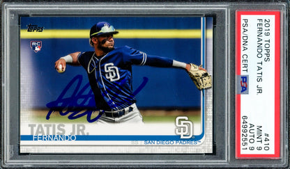 Fernando Tatis Jr. Autographed 2019 Topps Rookie Card #410 San Diego Padres PSA 9 Auto Grade Mint 9 PSA/DNA #64992551