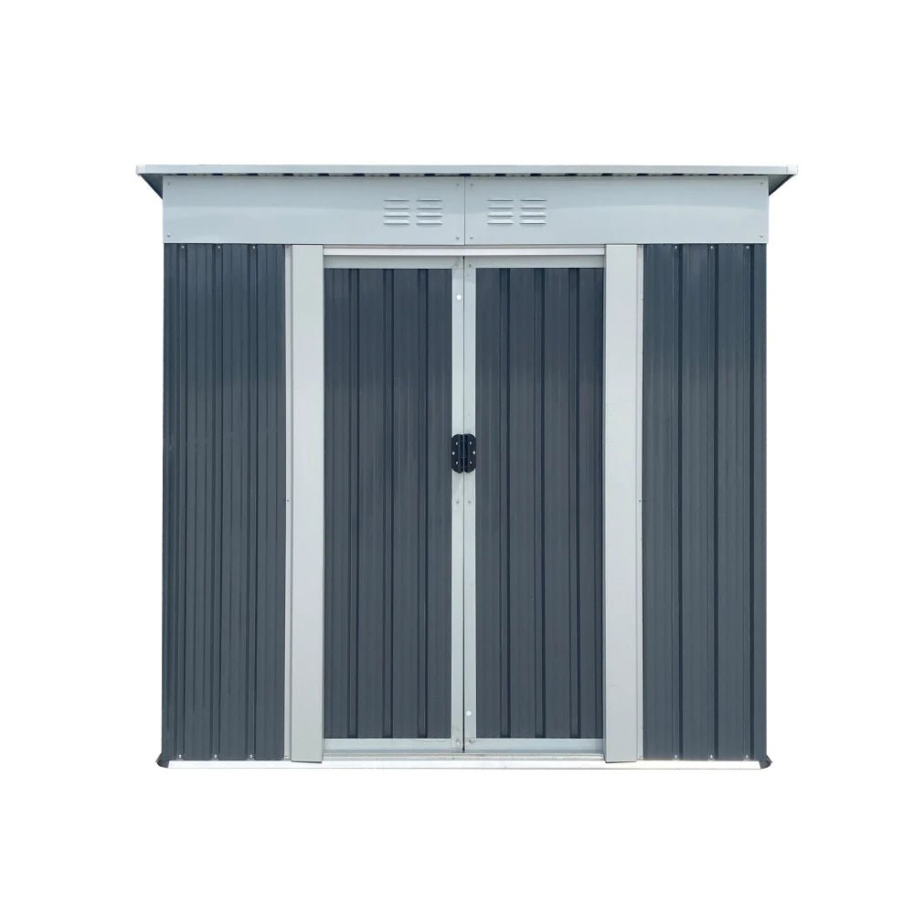 6x4FT Outdoor Metal Storage Shed | Galvanized Steel Garden Shed with Sliding Door