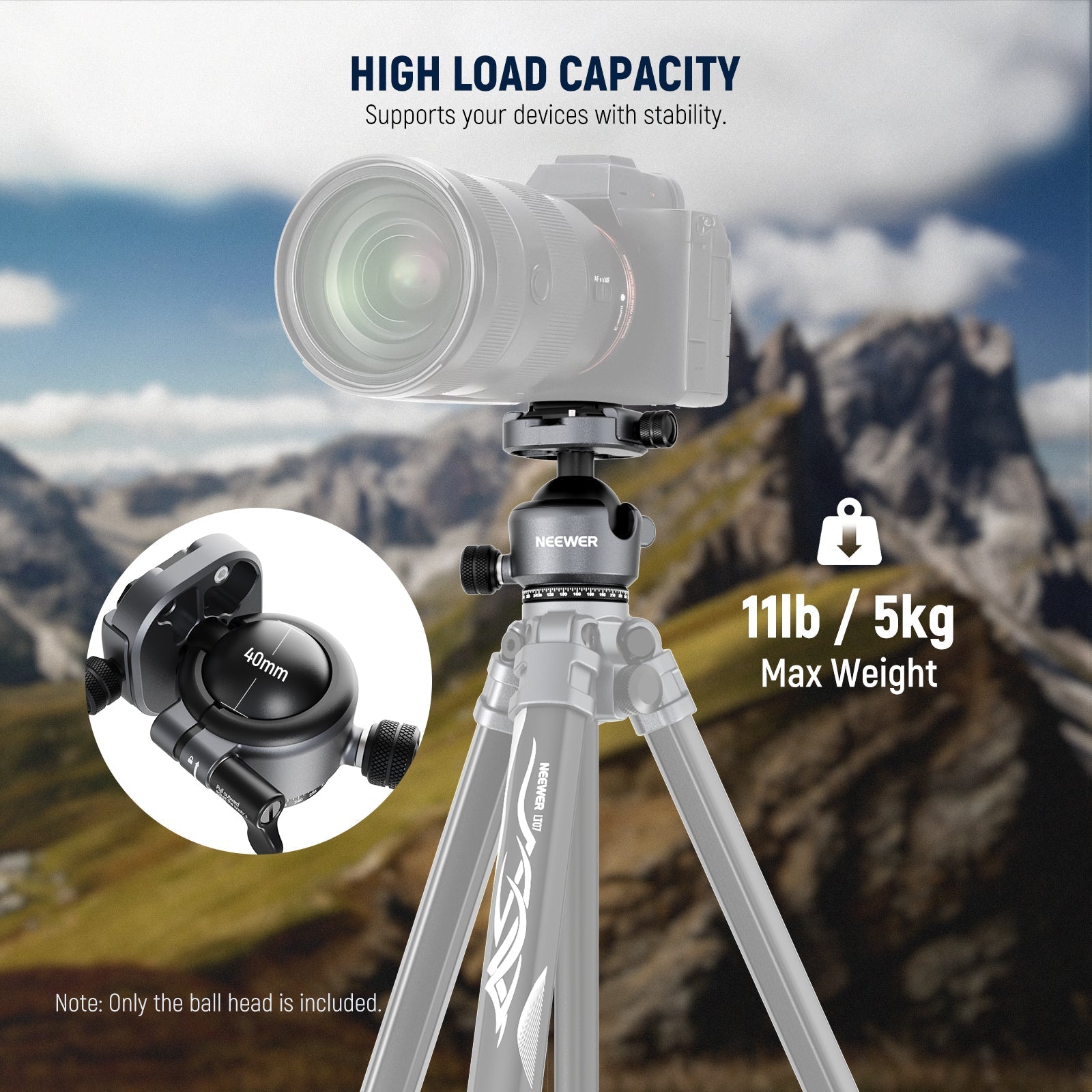 NEEWER GM41 Low Profile Tripod Ball Head
