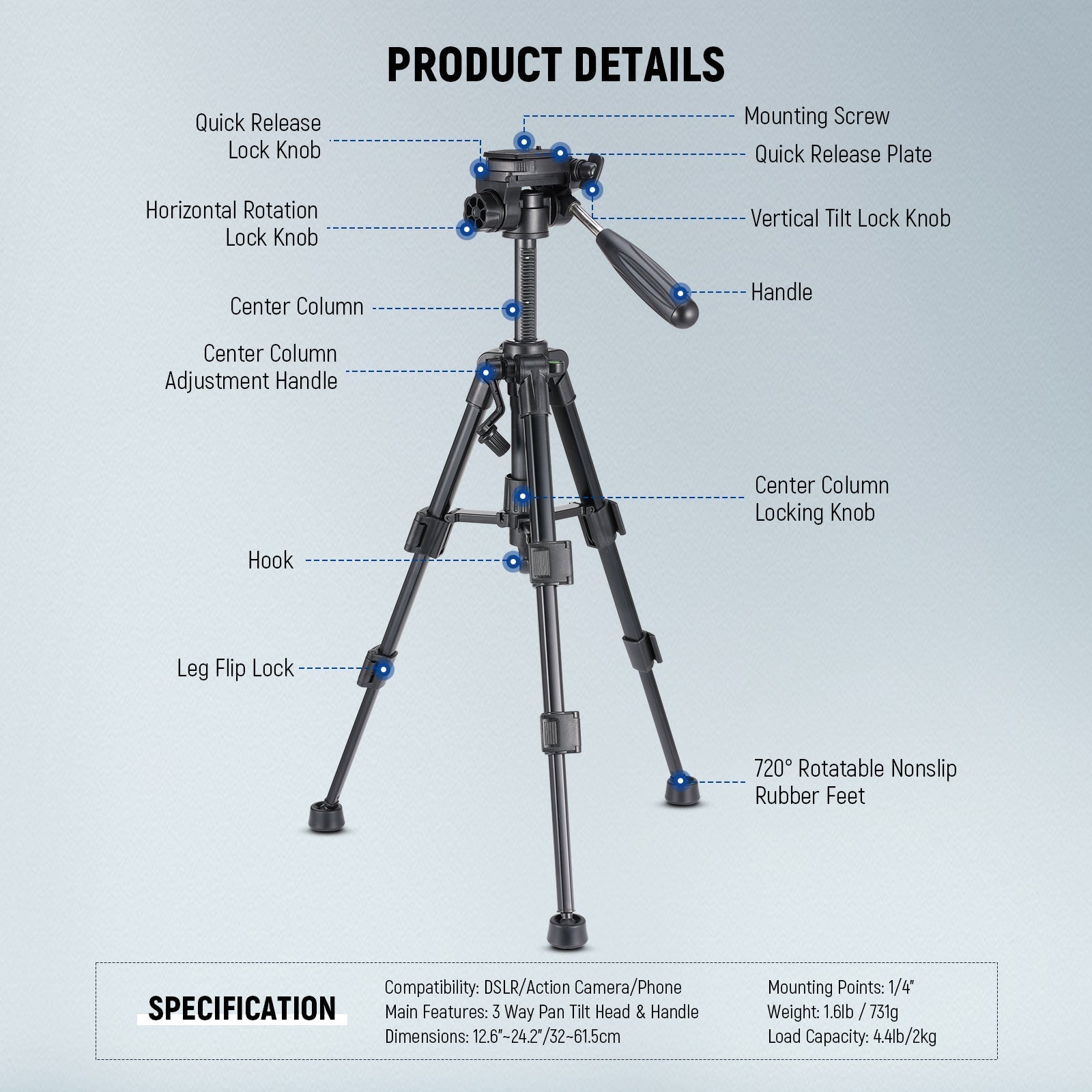 NEEWER BASICS TP02 Desktop Mini Tripod