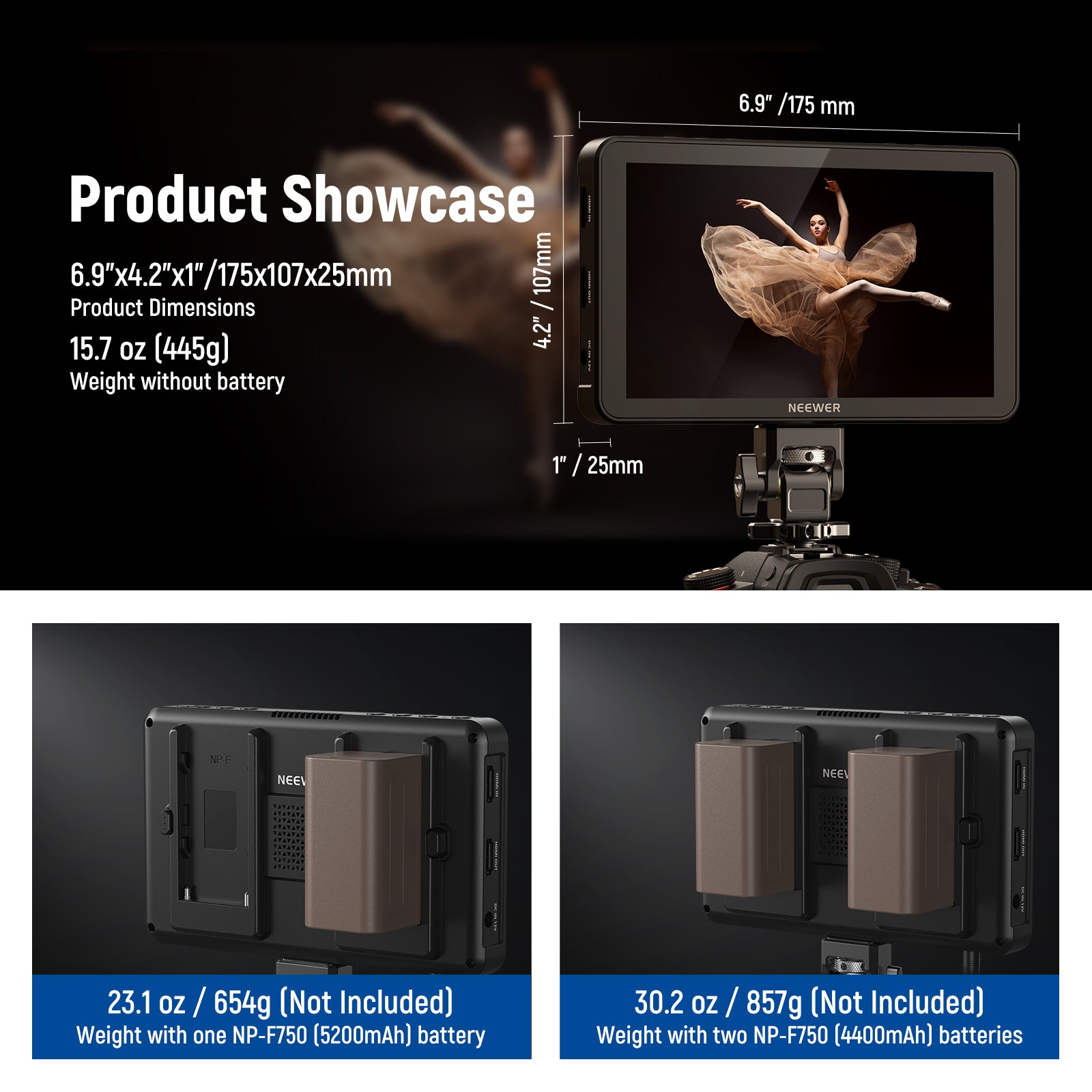 NEEWER F700 LED 7" Camera Touch Screen Monitor