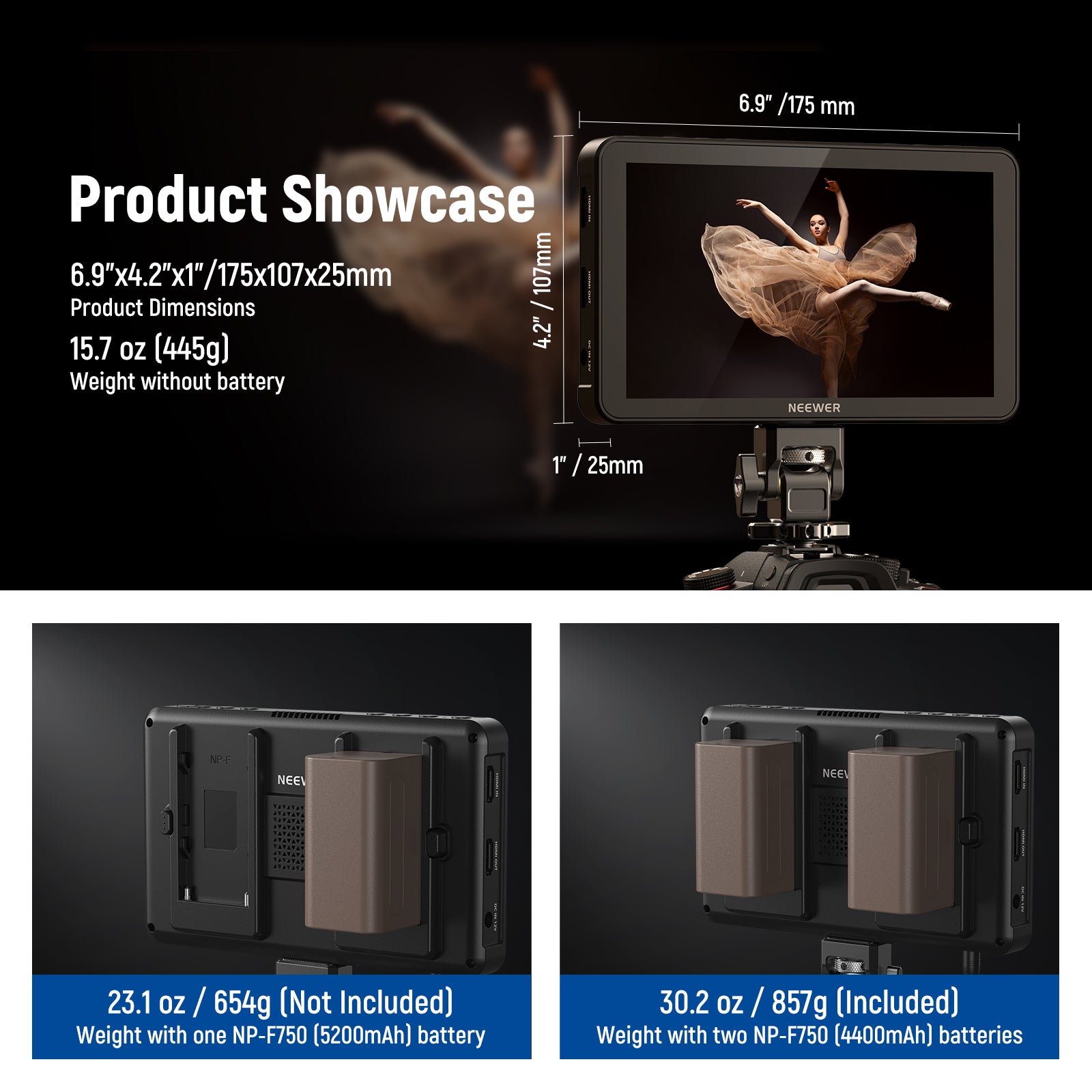 NEEWER F700 LED 7" Camera Touch Screen Monitor