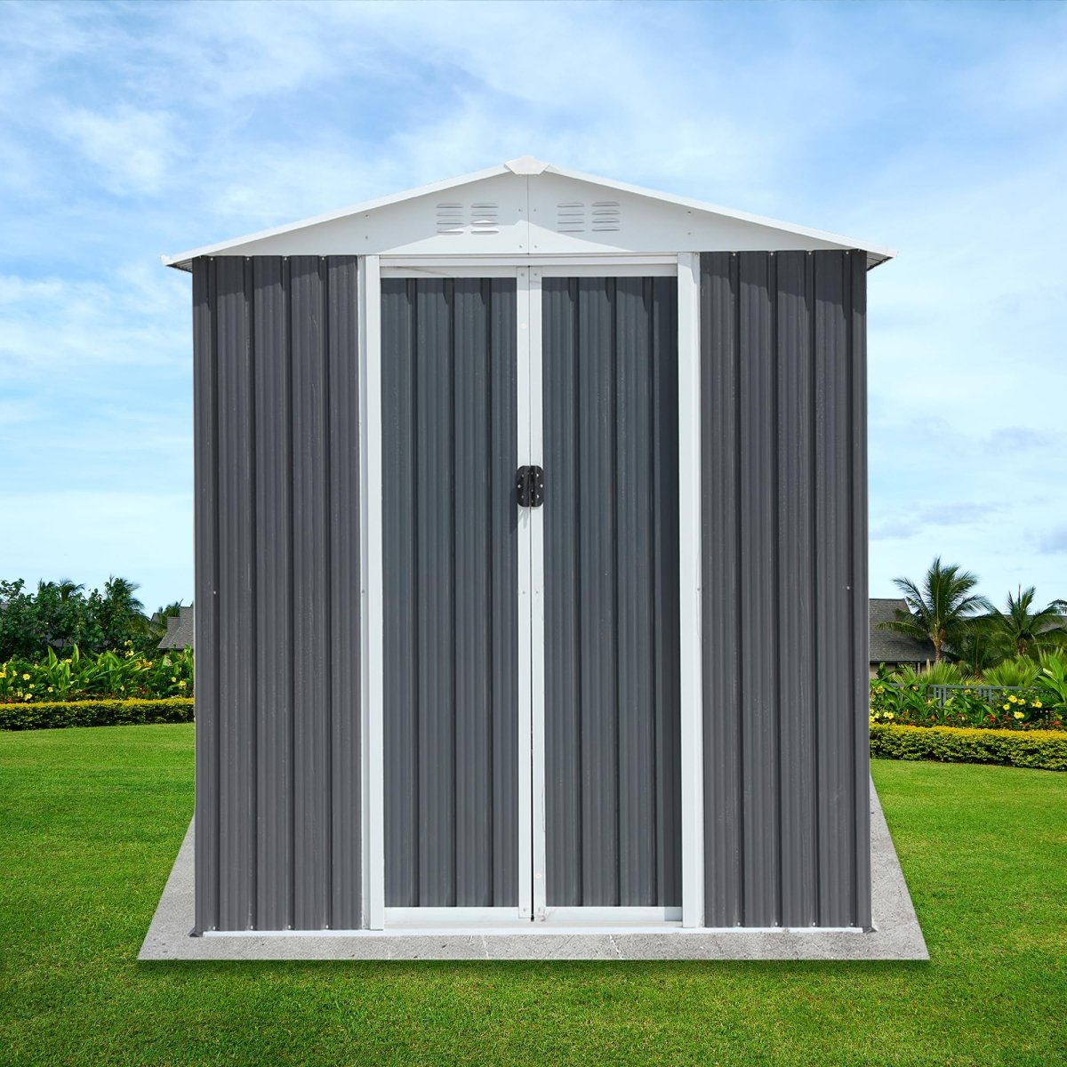 6x4FT Outdoor Metal Storage Shed | Aluminum Alloy Garden Shed
