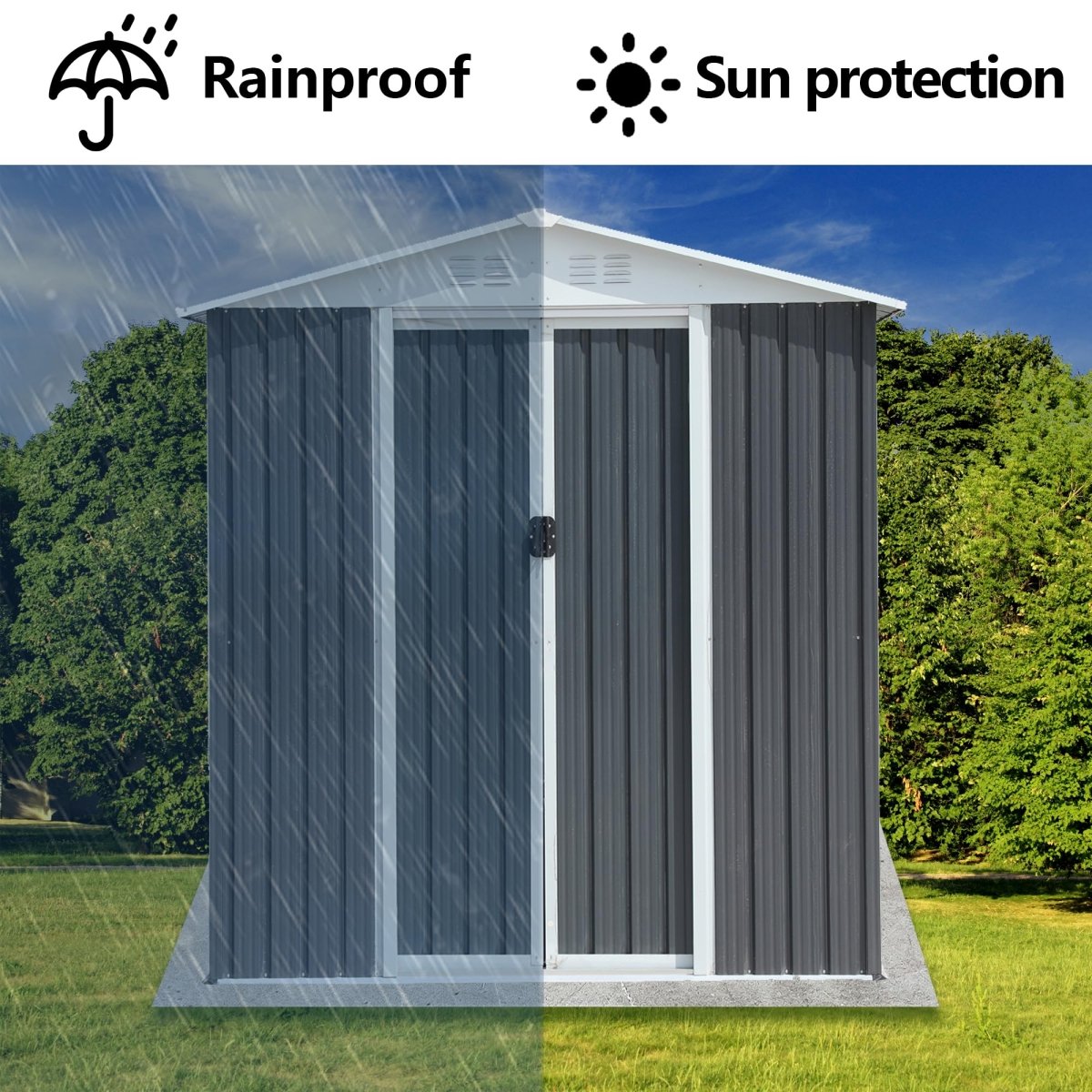 6x4FT Outdoor Metal Storage Shed | Aluminum Alloy Garden Shed