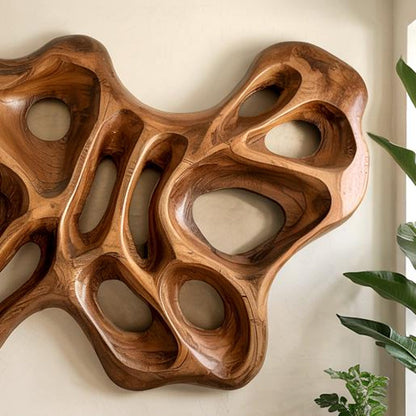 Modern Organic Wood Wall Sculpture For Living Room Feature Wall And Artistic Interior Accent