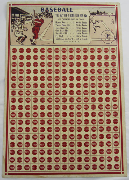 Vintage Punchboard Baseball Poster