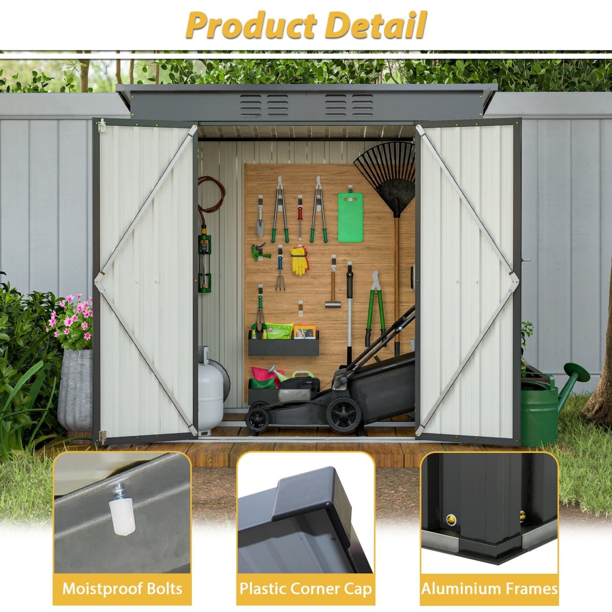6 x 4 ft Outdoor Metal Storage Shed – All-Weather Tool Shed for Garden, Backyard & Lawn