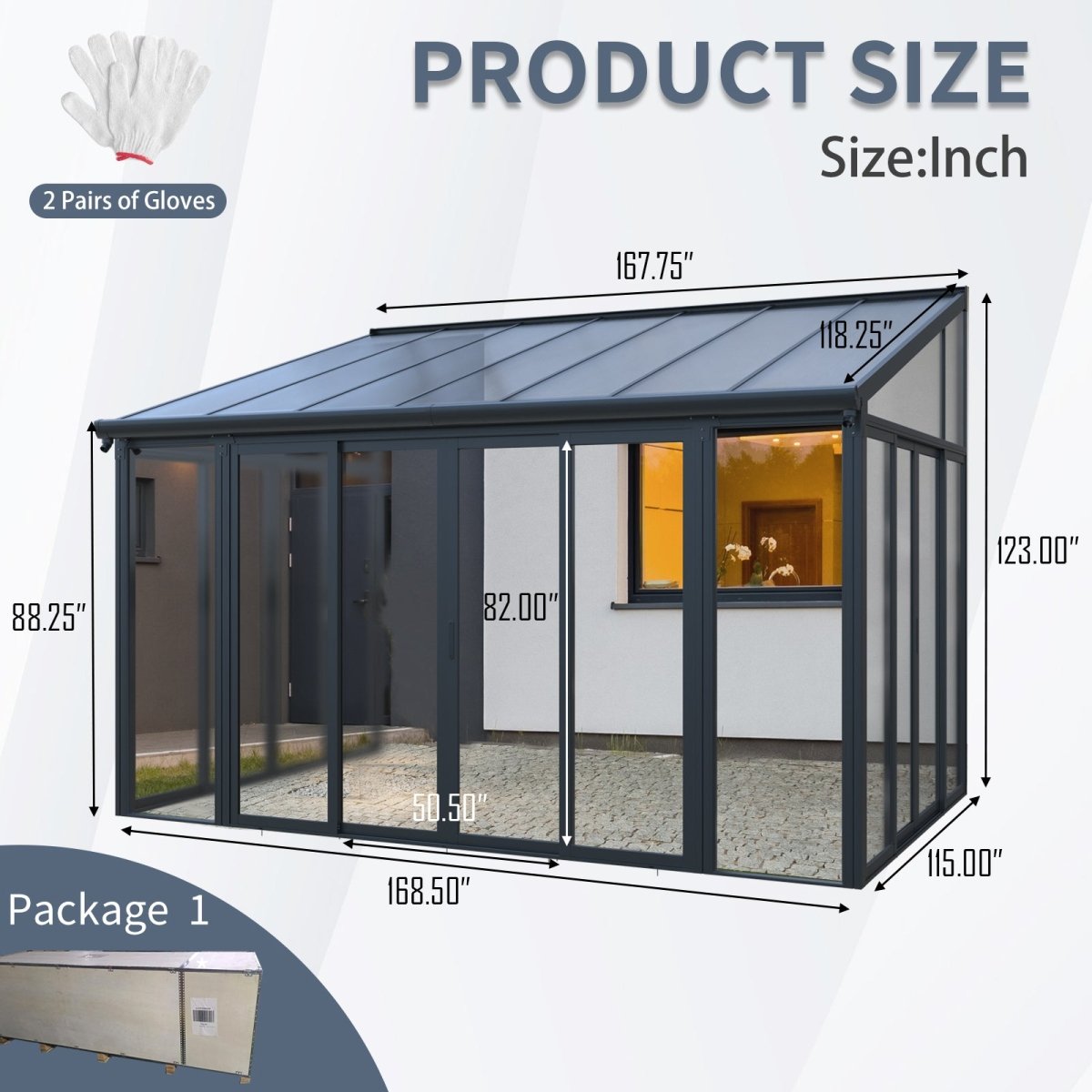 10x14 Enclosed Patio Cover with Lockable Doors & Polycarbonate Roof