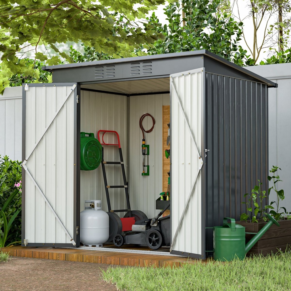 6 x 4 ft Outdoor Metal Storage Shed – All-Weather Tool Shed for Garden, Backyard & Lawn