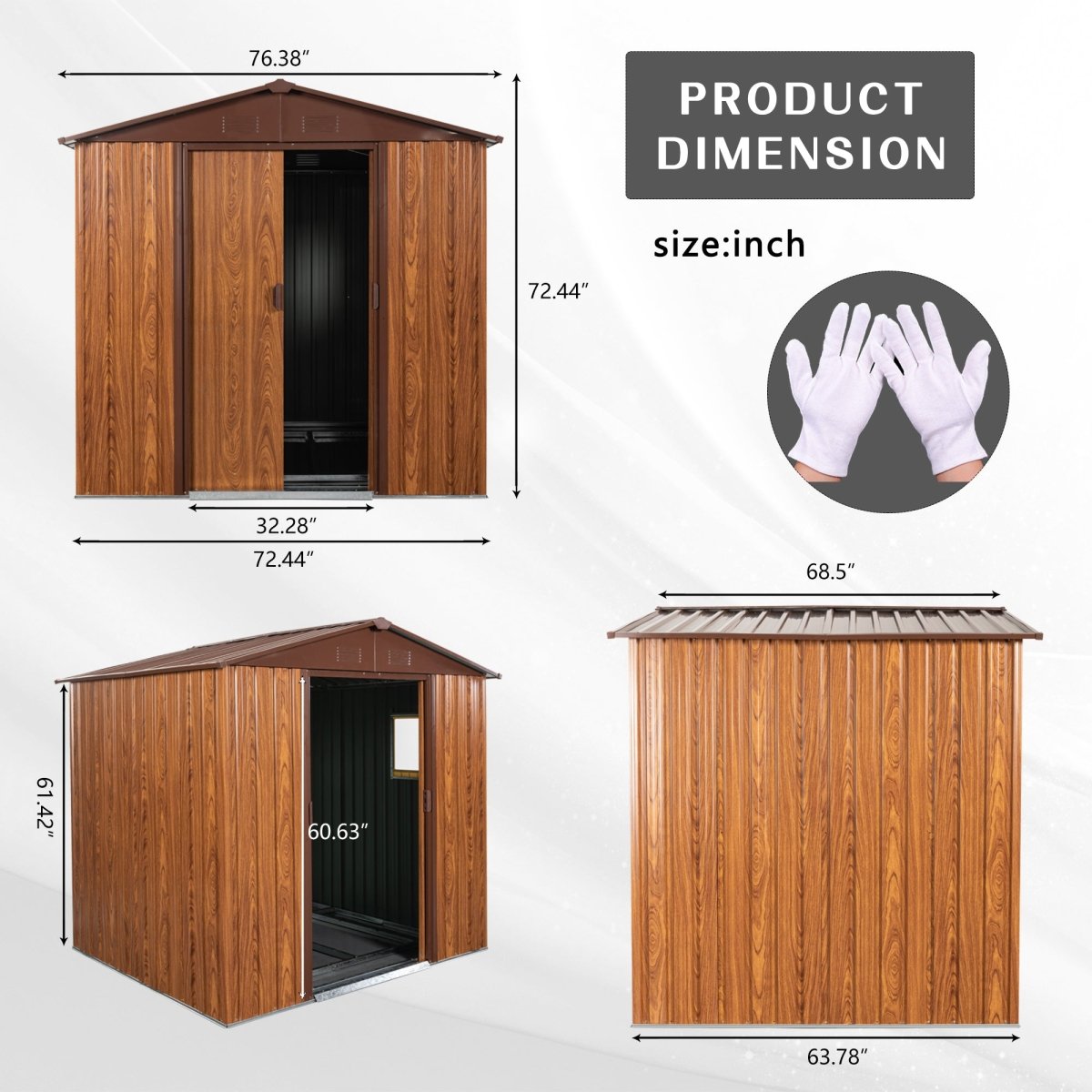 6ft x 6ft Outdoor Metal Storage Shed with Metal Foundation ,With window