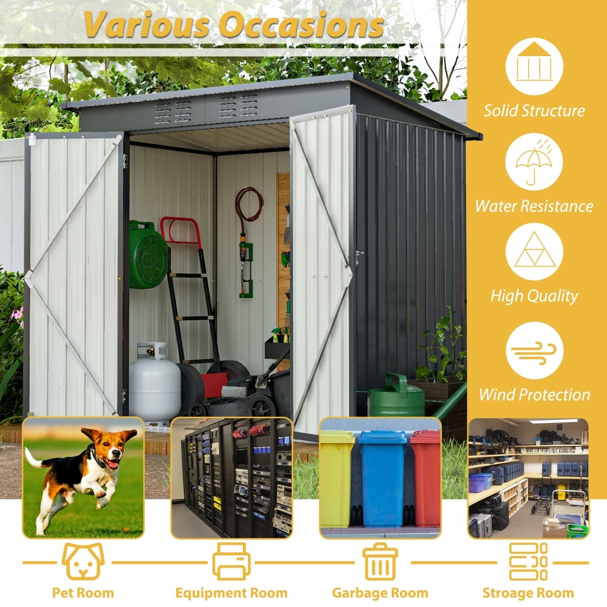 6 x 4 ft Outdoor Metal Storage Shed – All-Weather Tool Shed for Garden, Backyard & Lawn