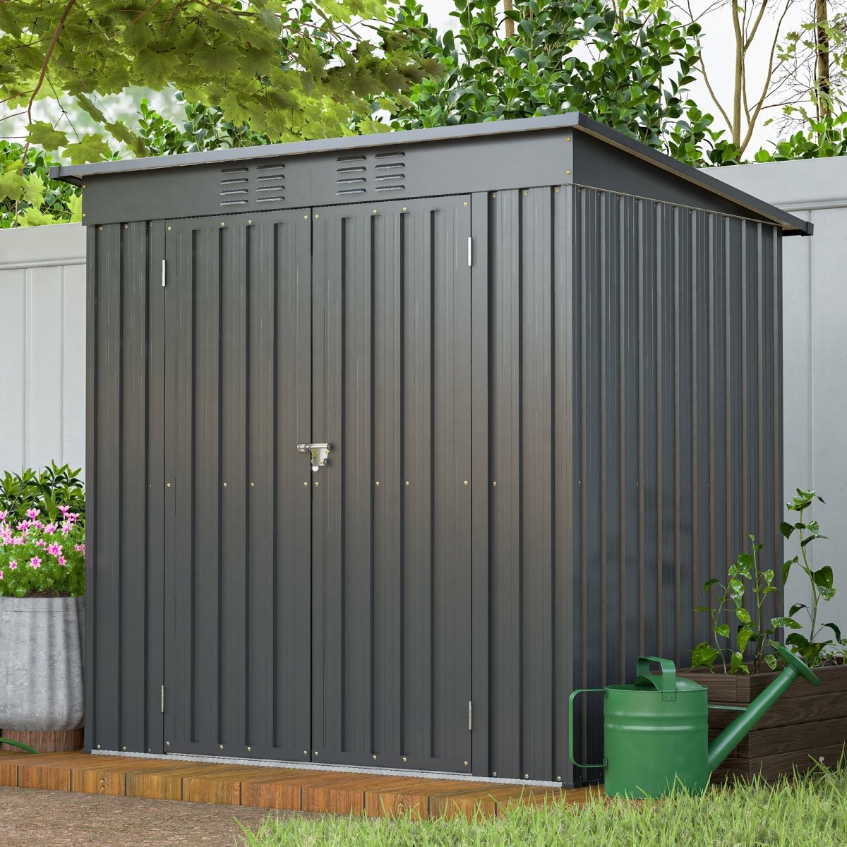 6 x 4 ft Outdoor Metal Storage Shed – All-Weather Tool Shed for Garden, Backyard & Lawn