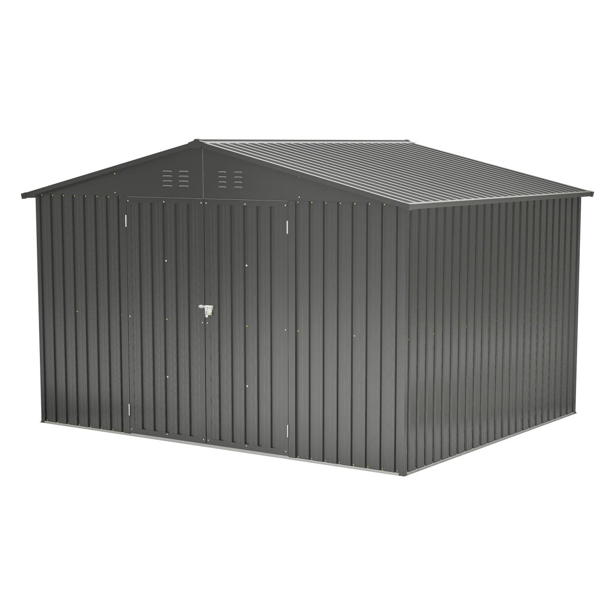 10X8 FT Outdoor Storage Shed, All Weather Metal Sheds with Lockable Doors, Tool Shed for Garden, Patio, Backyard, Lawn, Black