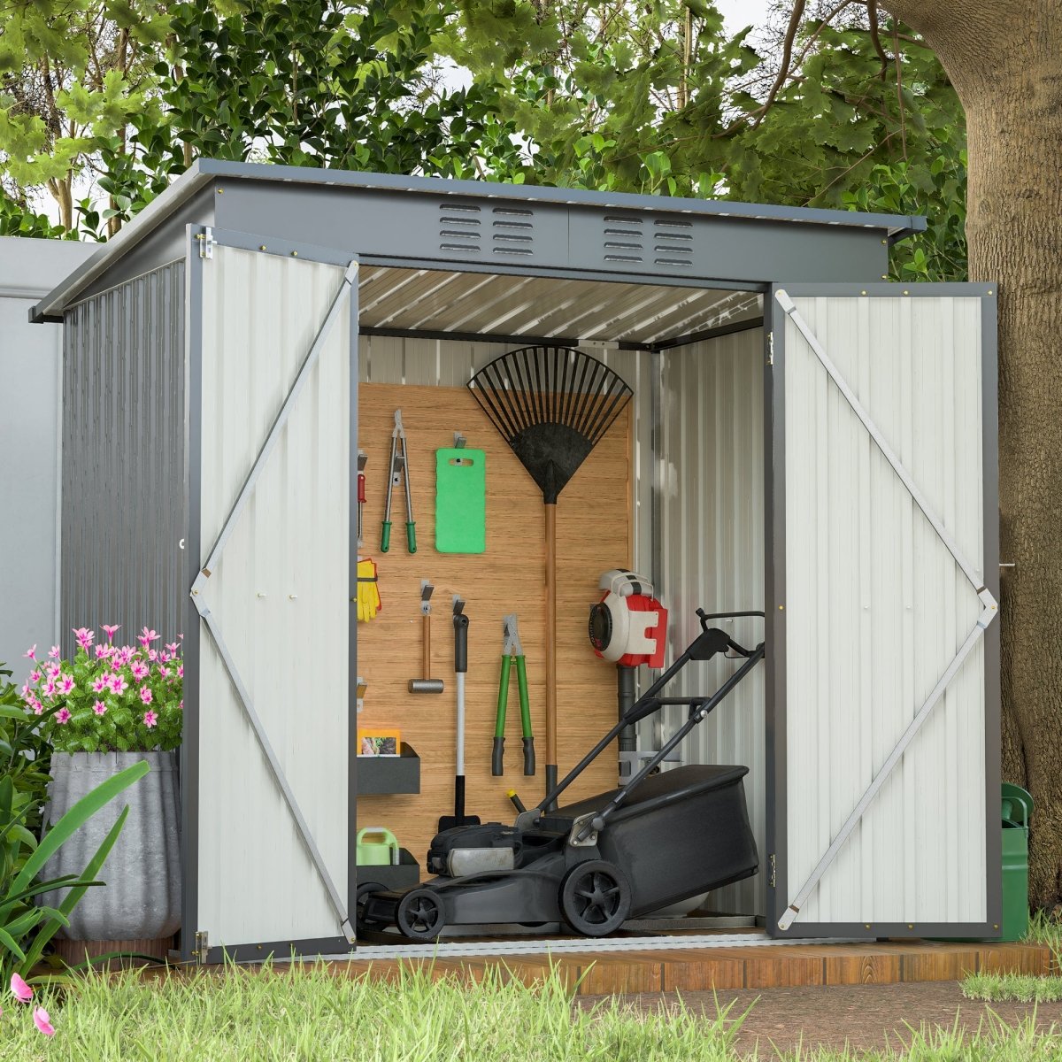 6 x 4 ft Outdoor Metal Storage Shed – All-Weather Tool Shed for Garden, Backyard & Lawn