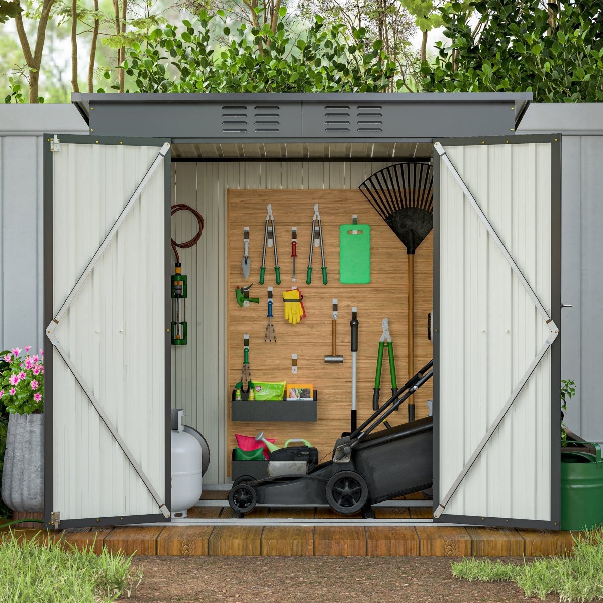 6 x 4 ft Outdoor Metal Storage Shed – All-Weather Tool Shed for Garden, Backyard & Lawn