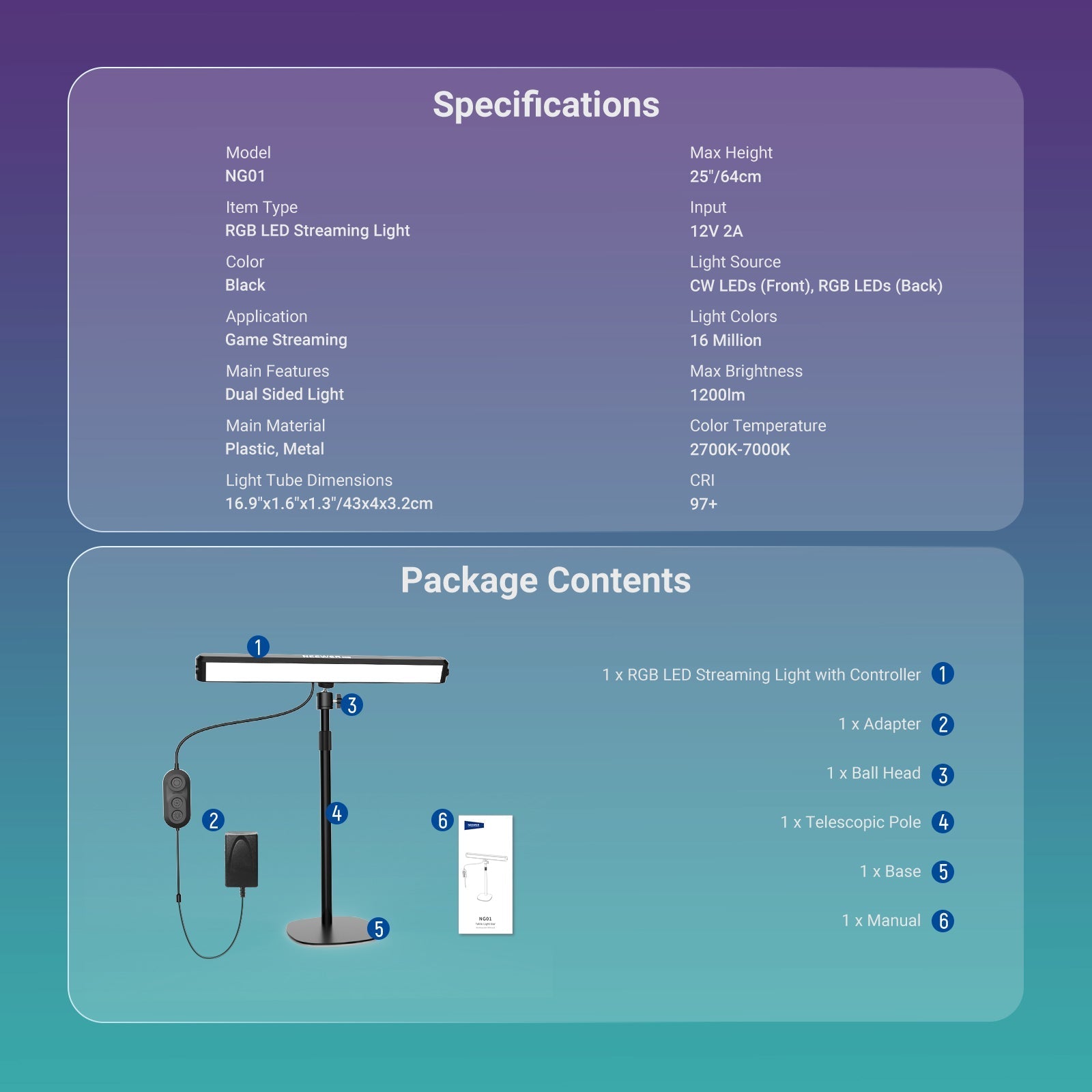 NEEWER NG01 RGB LED Streaming Light