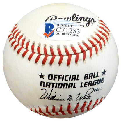 Jersey Joe Walcott Autographed Official NL Baseball Beckett BAS #C71253