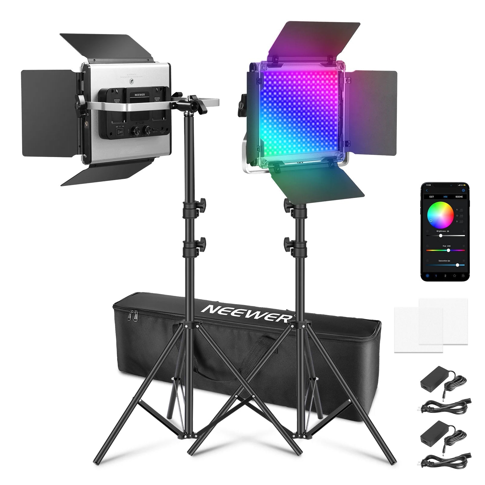 NEEWER 2 Pack Upgraded RGB660 PRO II LED Video Light