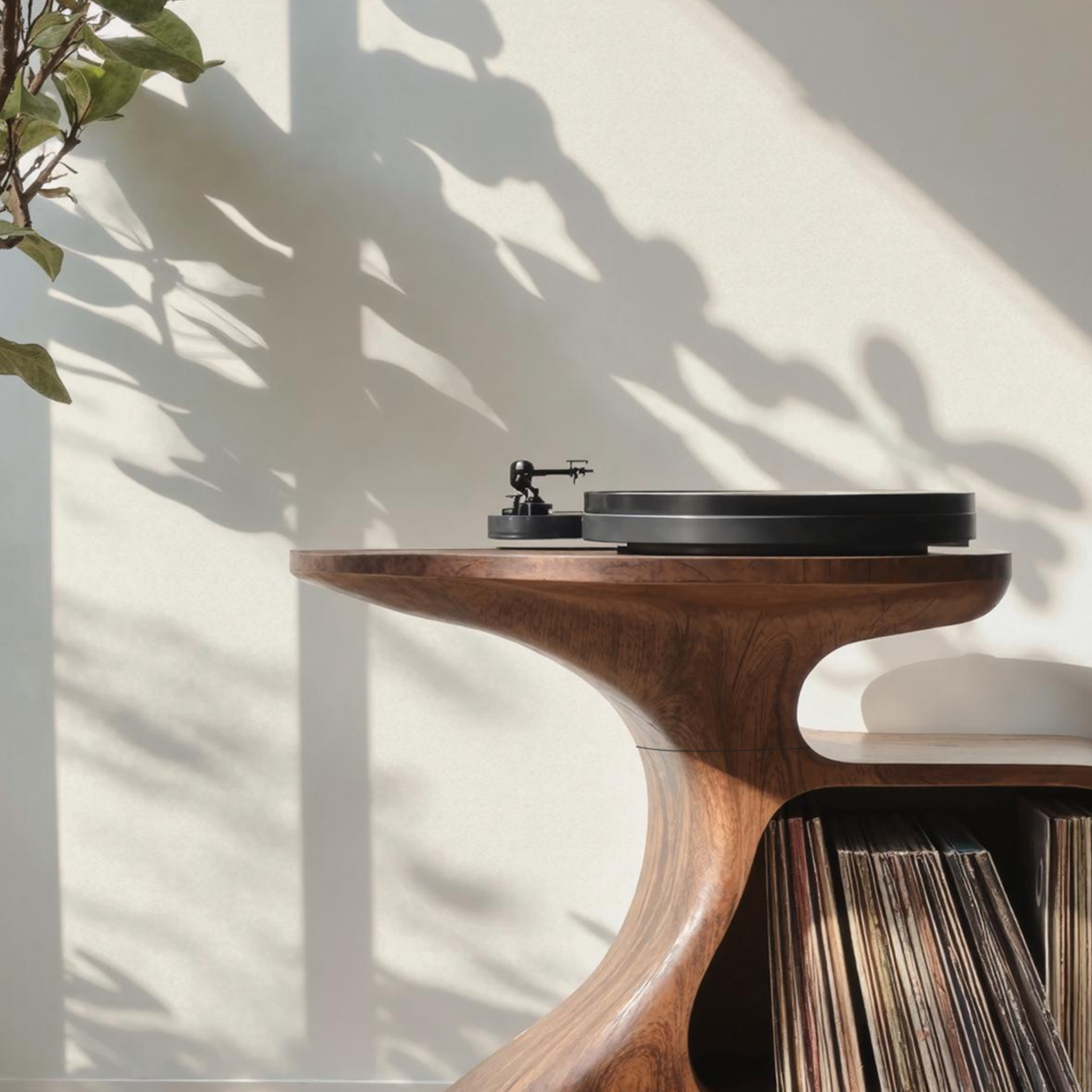 Handcrafted Record Stand Artisan Living Room Decor
