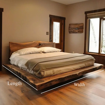 Solid Wood Bed Frame with Headboard Handmade Bedroom Decor
