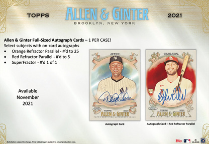 2021 Topps Allen & Ginter Chrome Baseball Hobby Box
