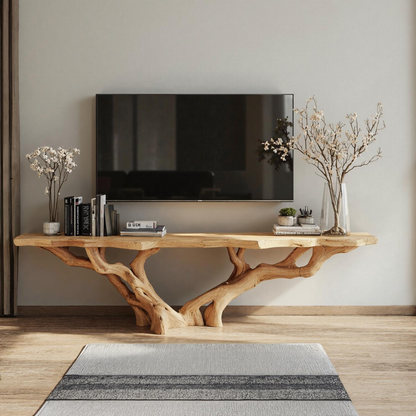 Rustic Handmade Live Edge TV Console For Living Room And Bedroom