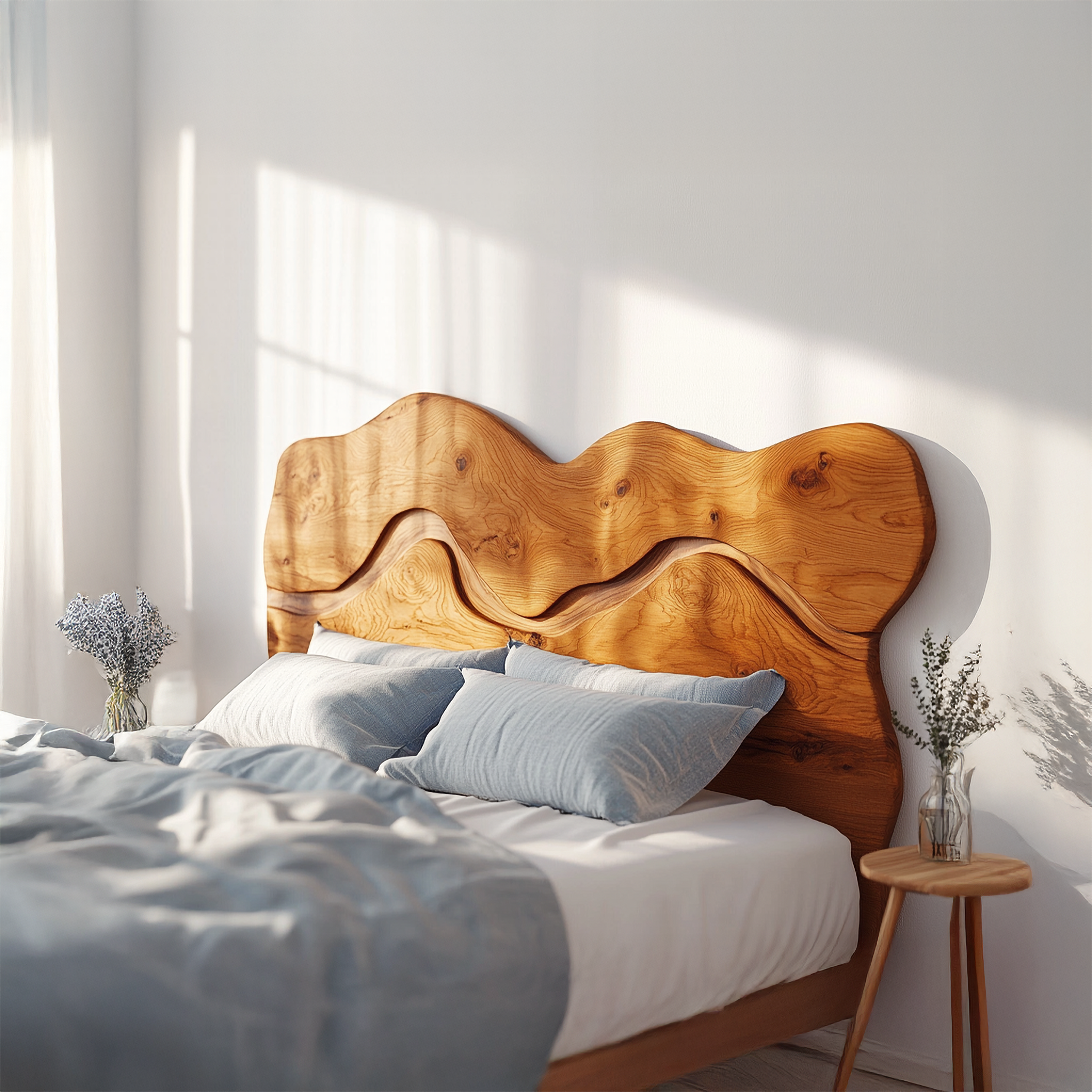 Rustic Sculptural Wall Headboard For Bedroom And Sleeping Space