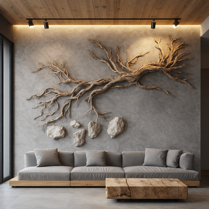 Organic Branch Solid Wood Wall Art Sculptural Interior Decor