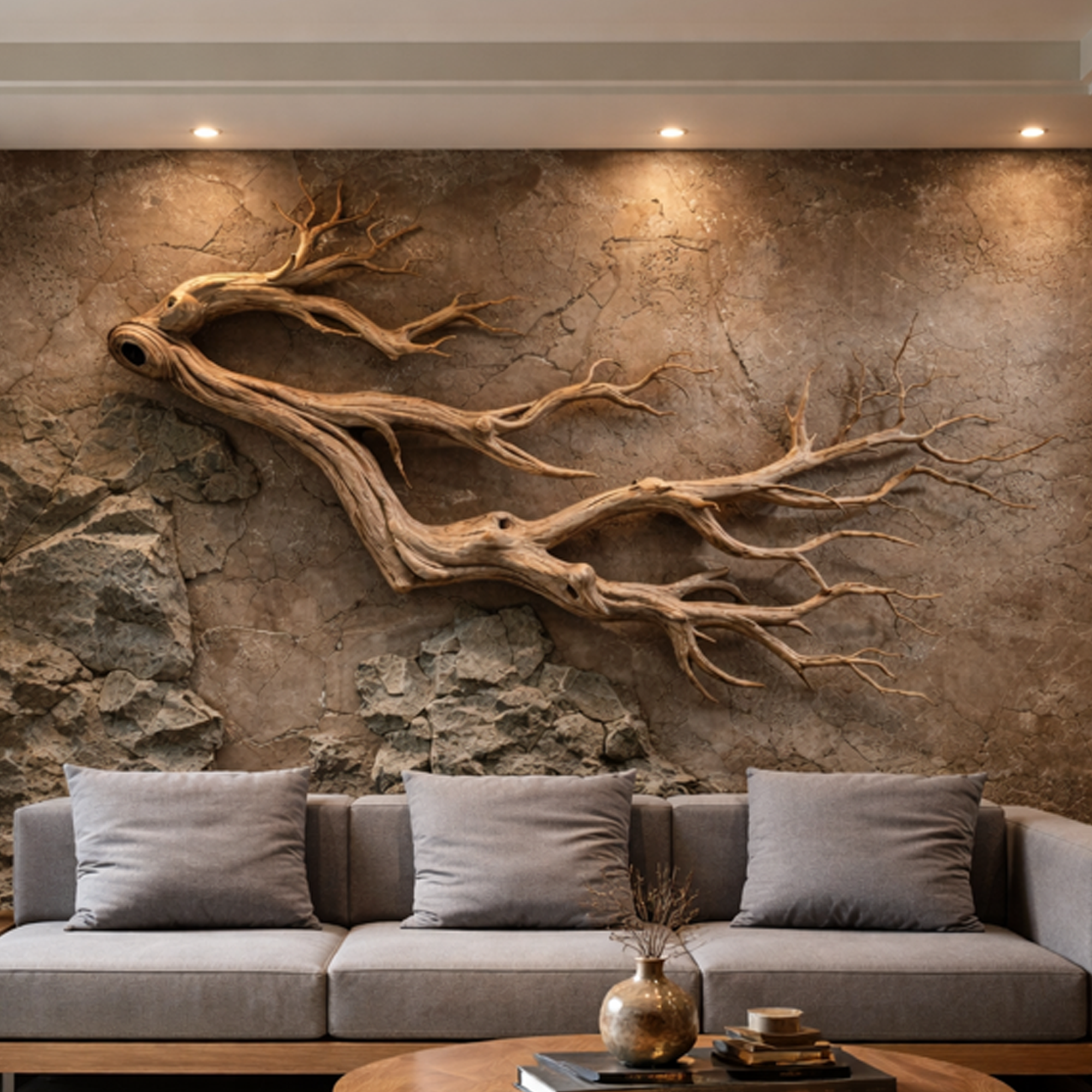 Freeform Wood Branch Wall Art Natural Sculptural Interior Decor