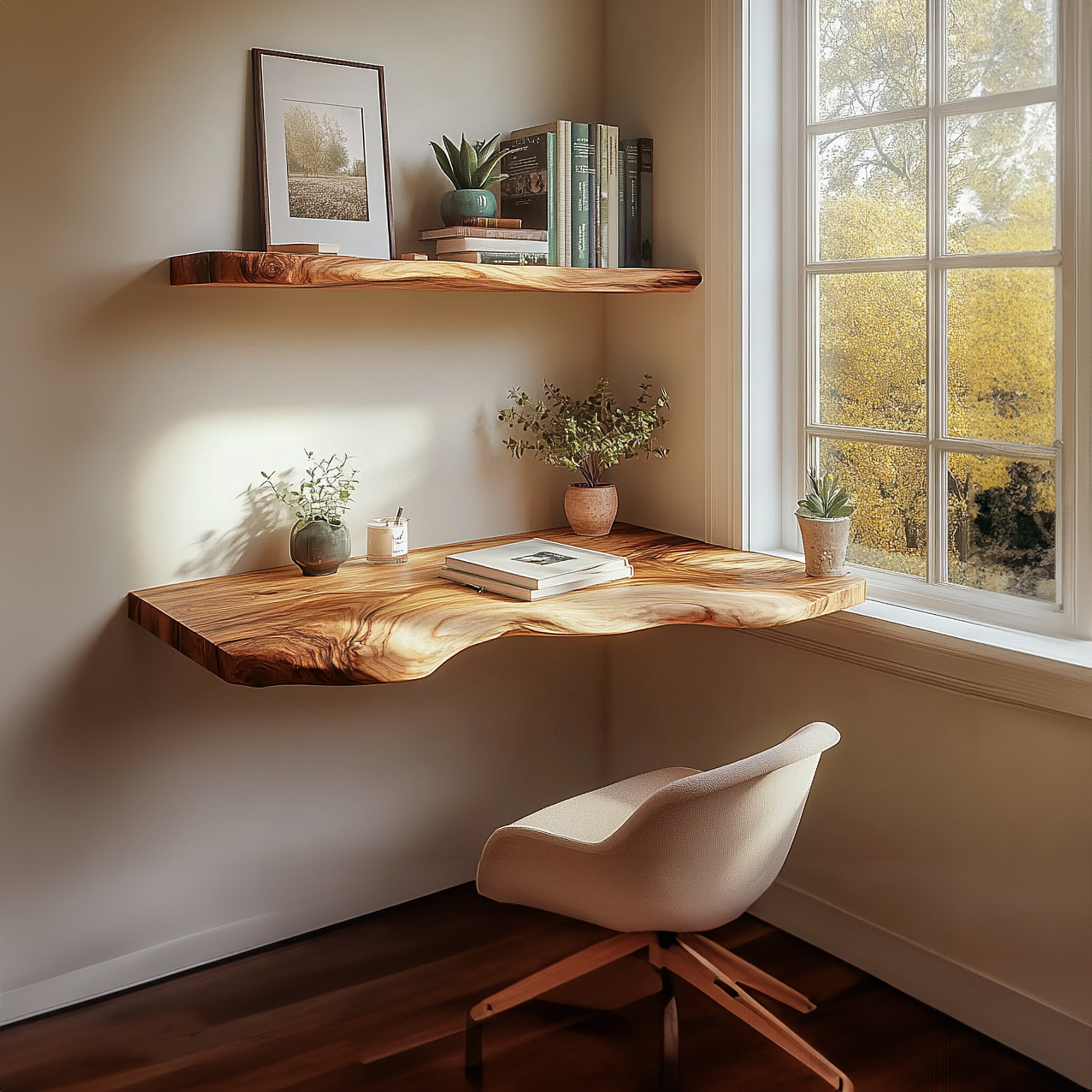 Mid Century Floating Study Shelf Living Room