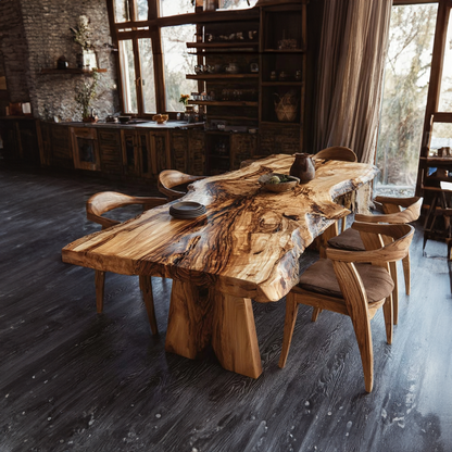 Mid Century Handcrafted Wood Dining Table Kitchen