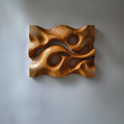 Sculpted Wave Solid Wood Wall Art Headboard Artistic Interior Accent