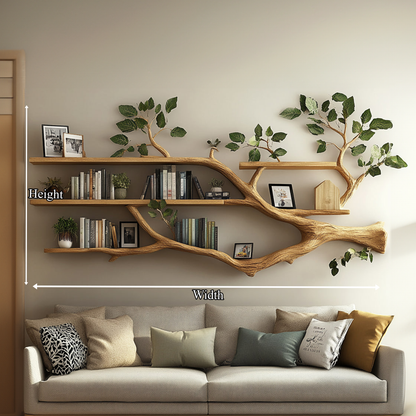 Rustic Tree Branch Shelf Modern Living Room Style