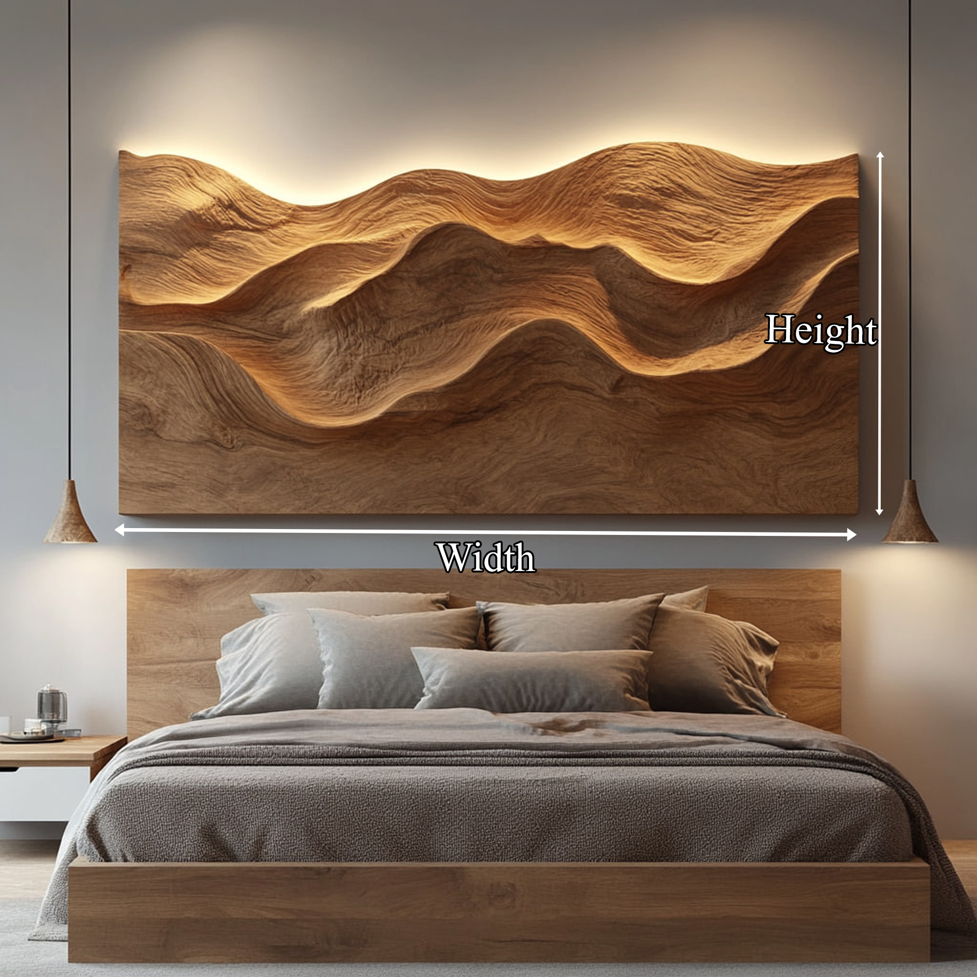 Organic Carved Wood Headboard Solid Wood Bedroom Interior Feature