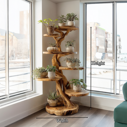 Rustic Tree Plant Shelf Natural Interior Design Home Decor