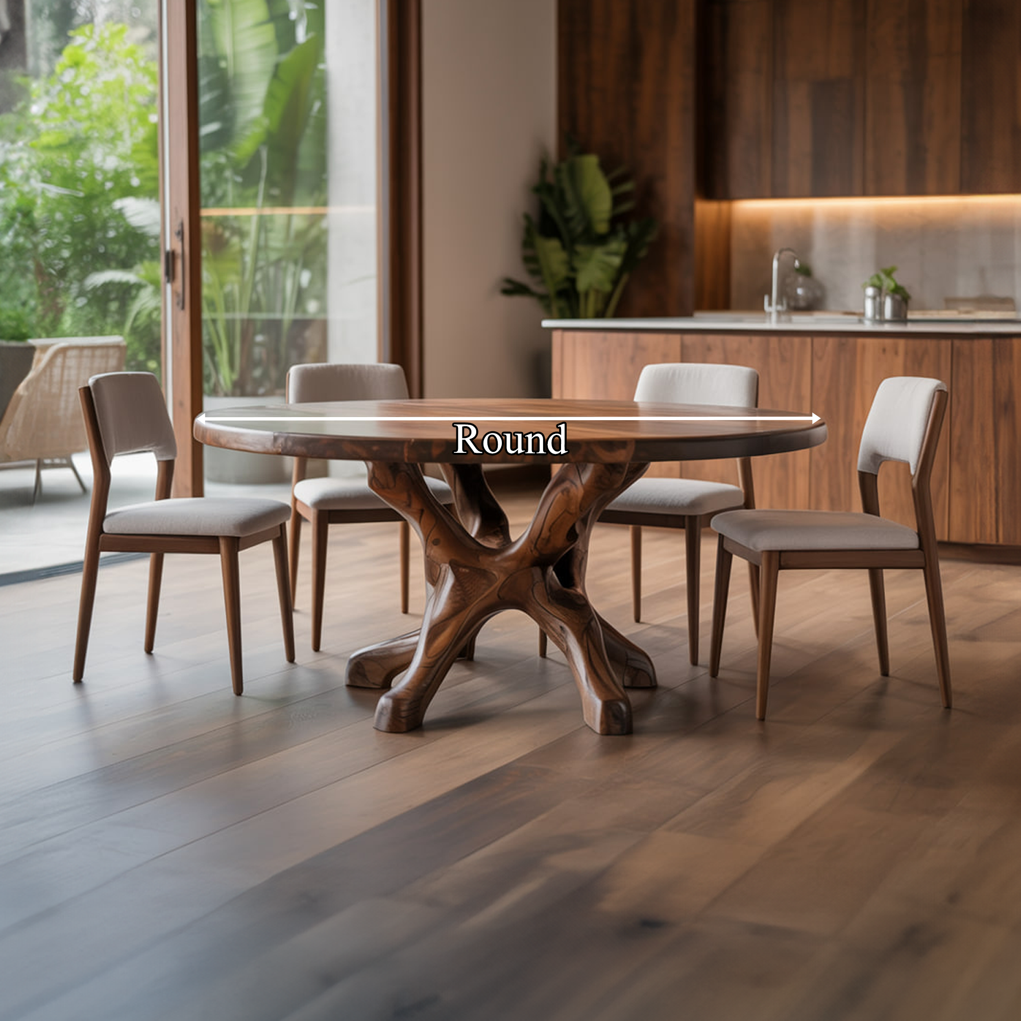 Rustic Live Edge Dining Table Root Base Kitchen