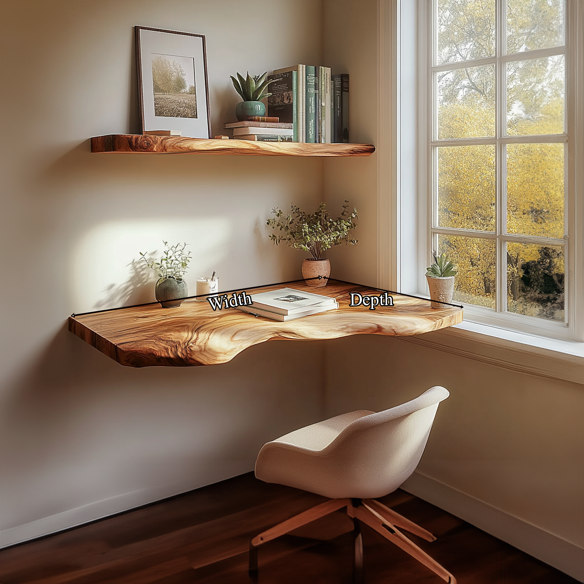 Mid Century Floating Study Shelf Living Room