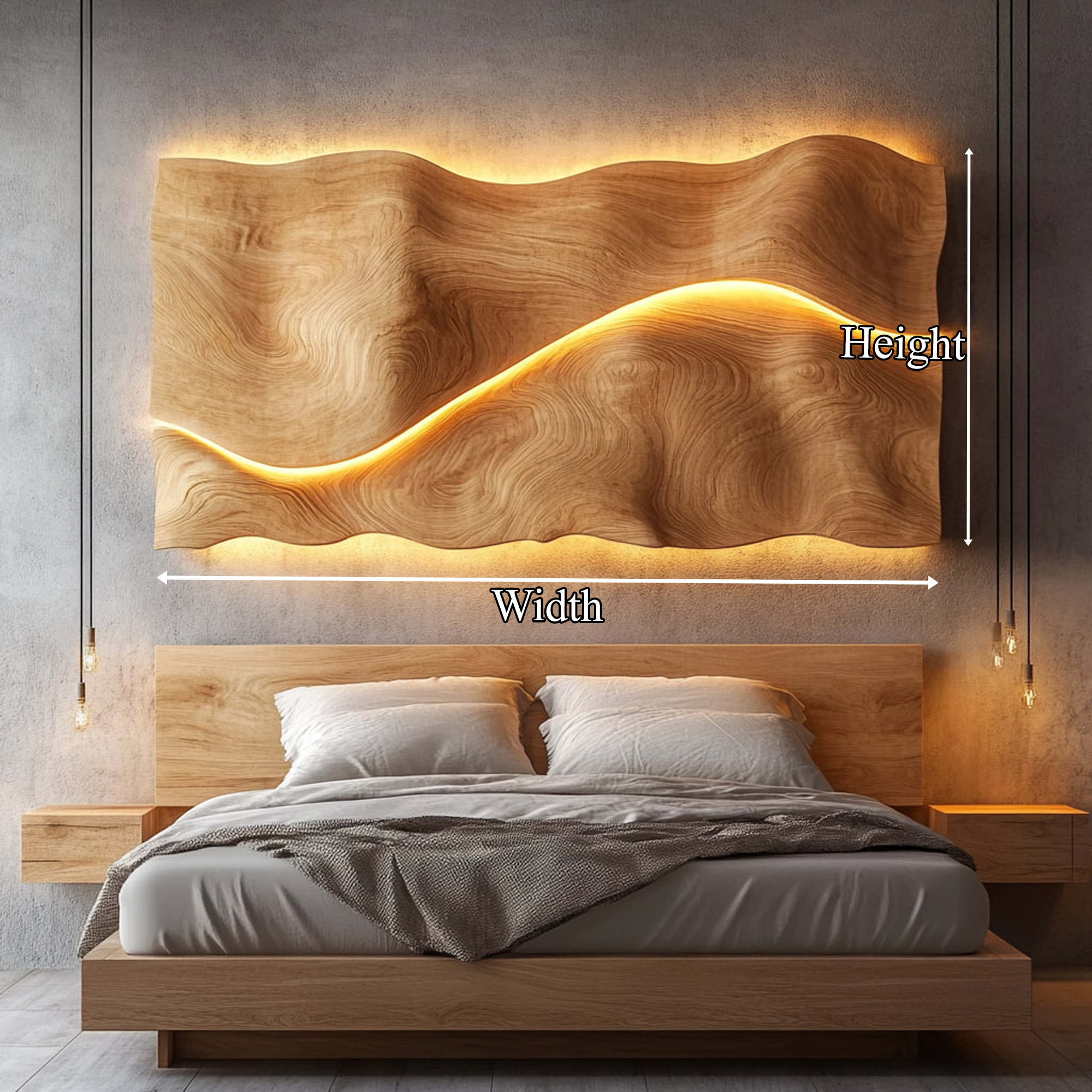 Handcrafted Wood Headboard Solid Wood Bedroom Interior