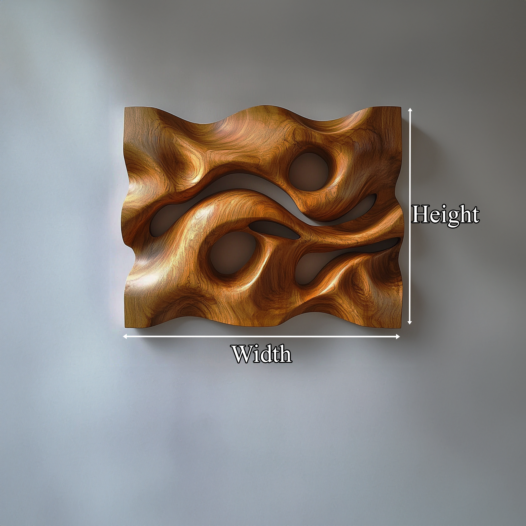 Sculpted Wave Solid Wood Wall Art Headboard Artistic Interior Accent