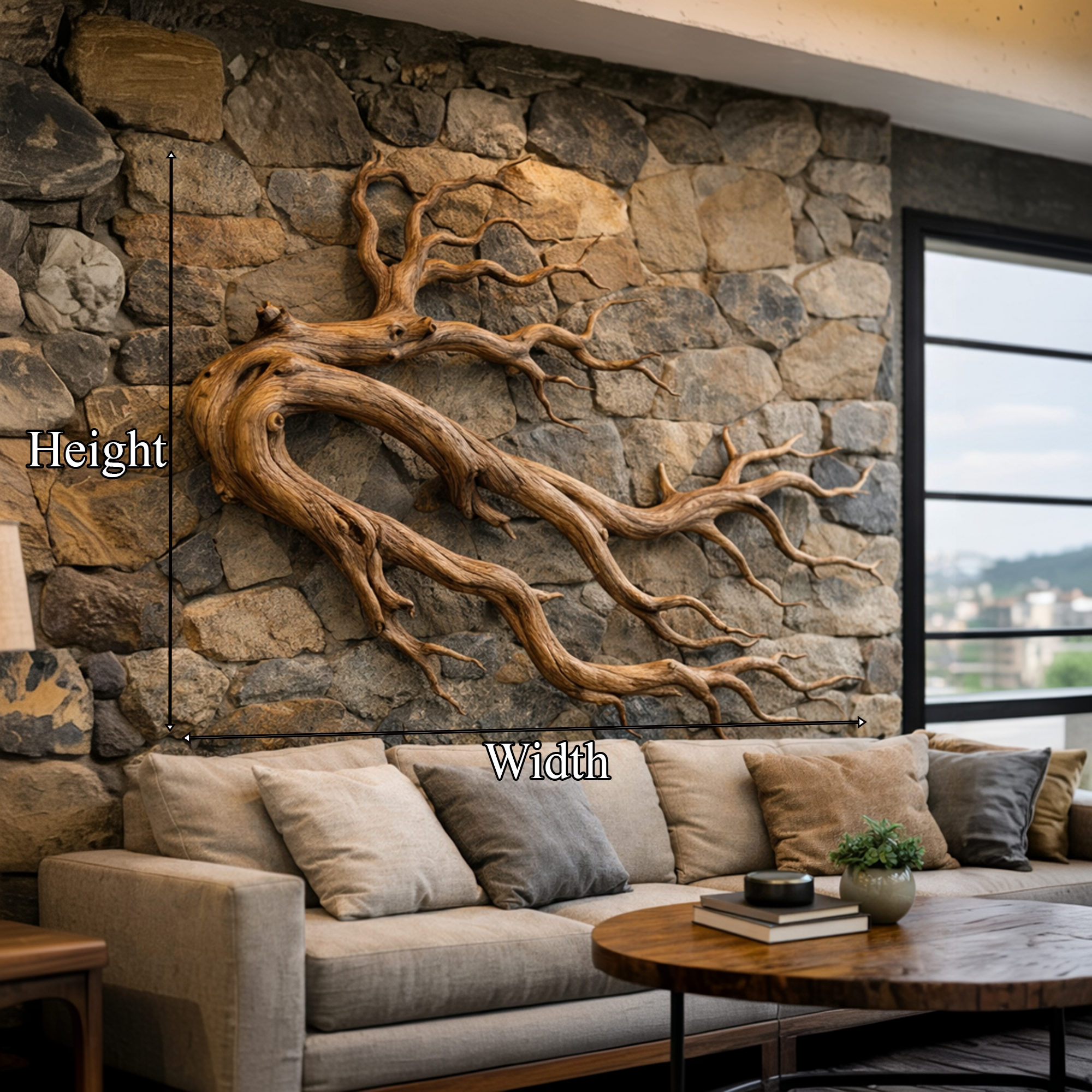 Driftwood Root Sculptural Solid Wood Wall Art Rustic Nature Inspired Decor