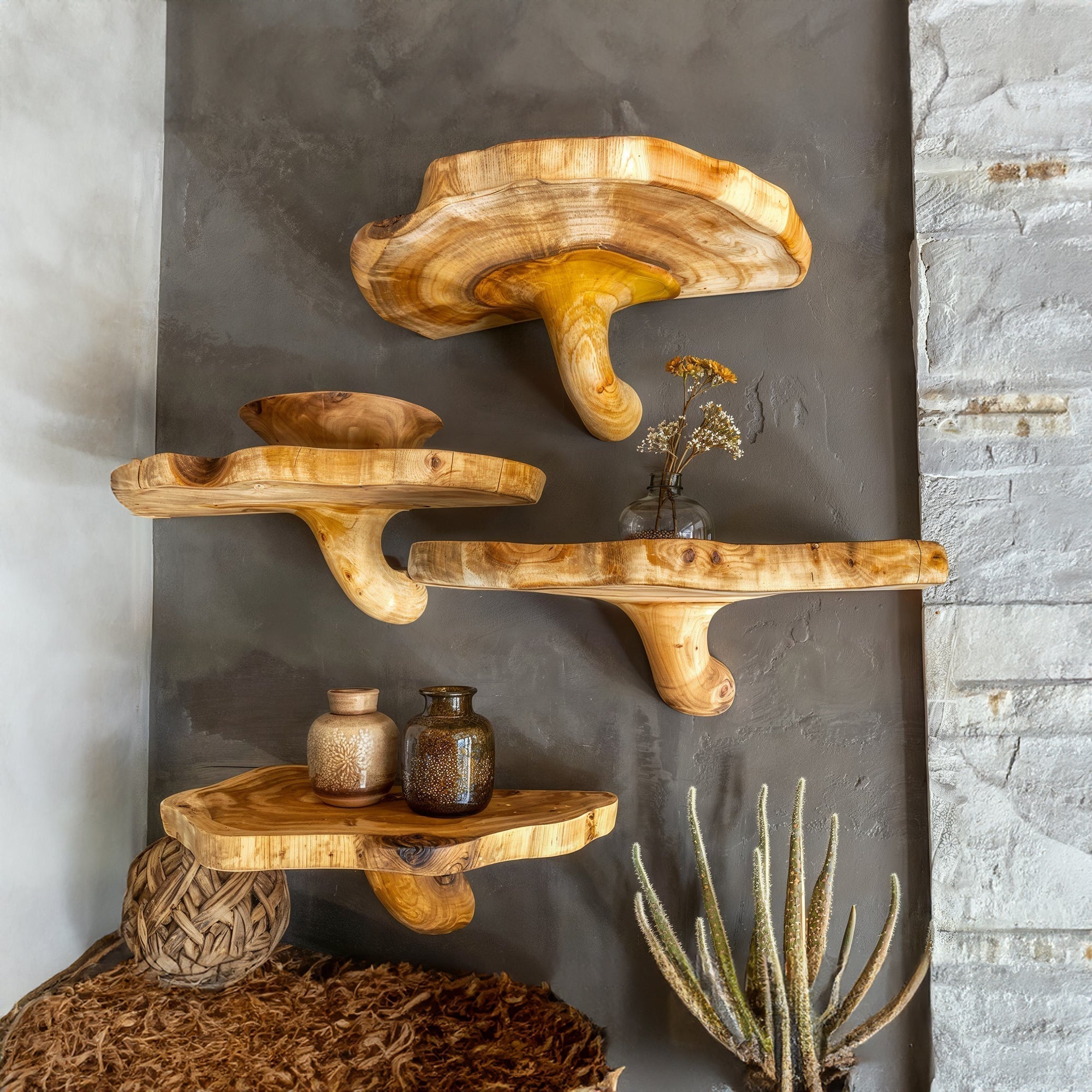 Handcrafted Mushroom Floating Shelves
