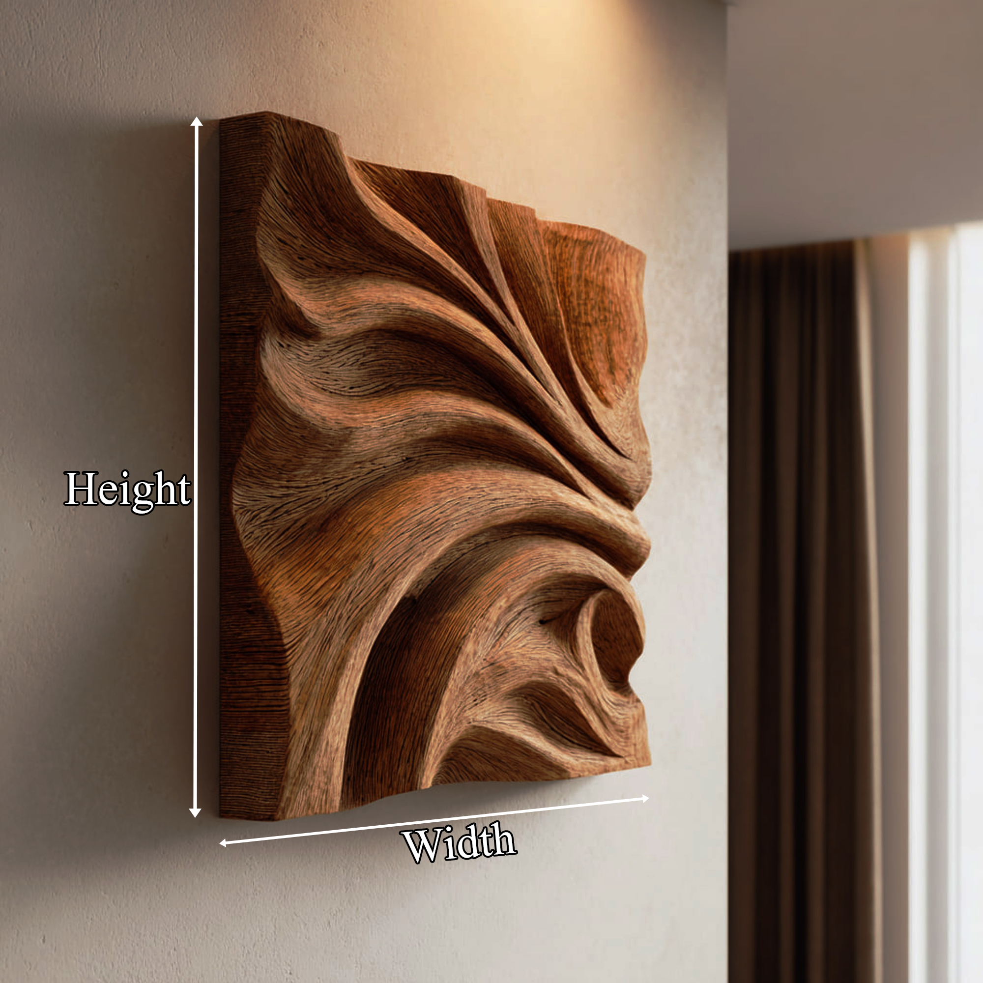 Abstract Fold Carved Solid Wood Wall Art Modern Interior Decor