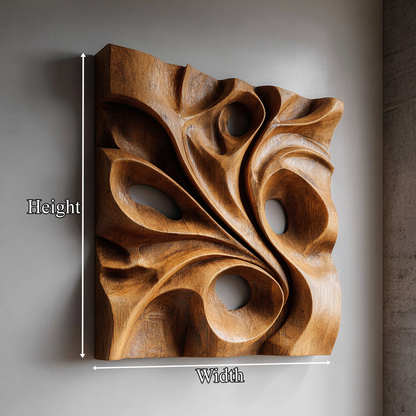 Organic Void Carved Solid Wood Wall Art Sculptural Interior Decor