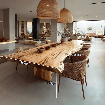 Rustic Live Edge Dining Table Open Kitchen