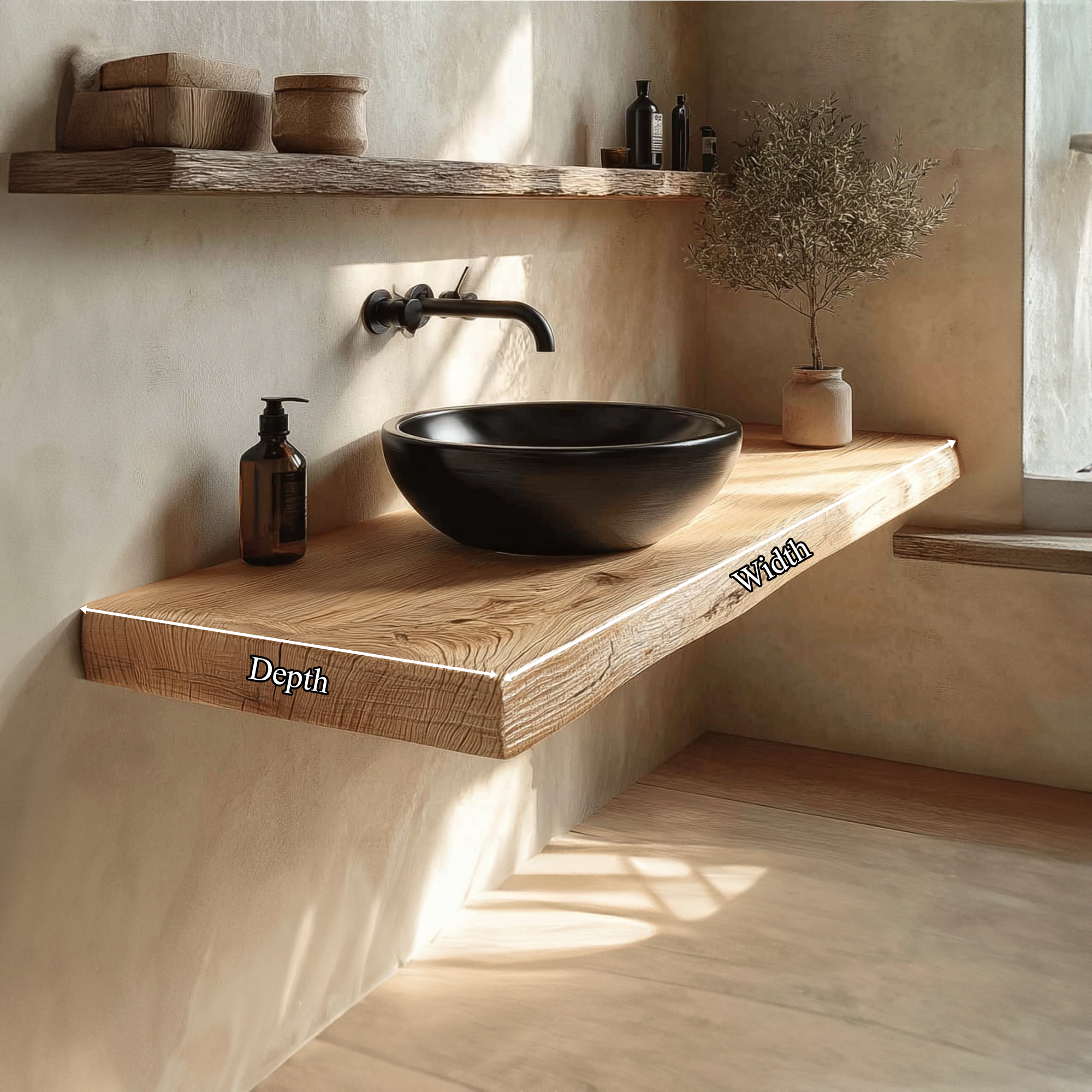 Rustic Floating Shelf Natural Edge Vanity Washroom