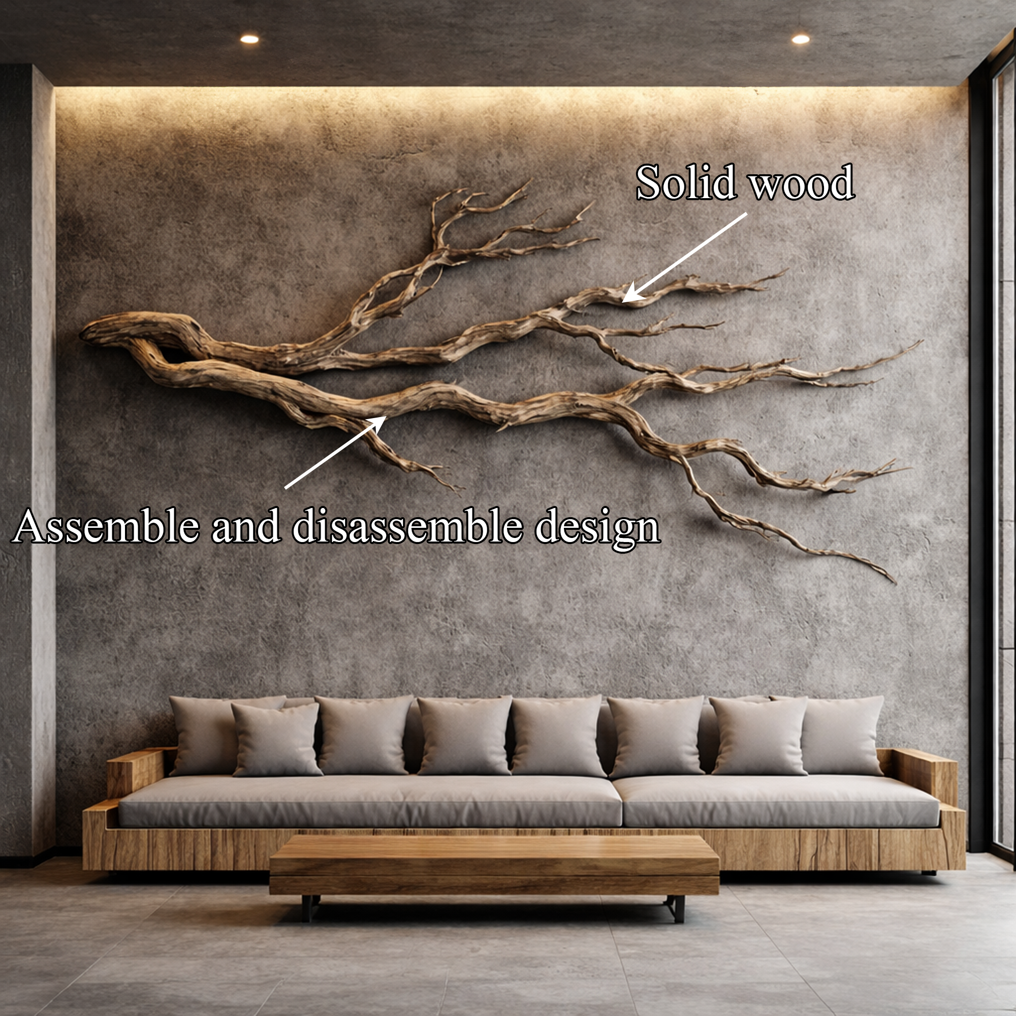 Twisted Branch Solid Wood Wall Sculpture Organic Modern Decor
