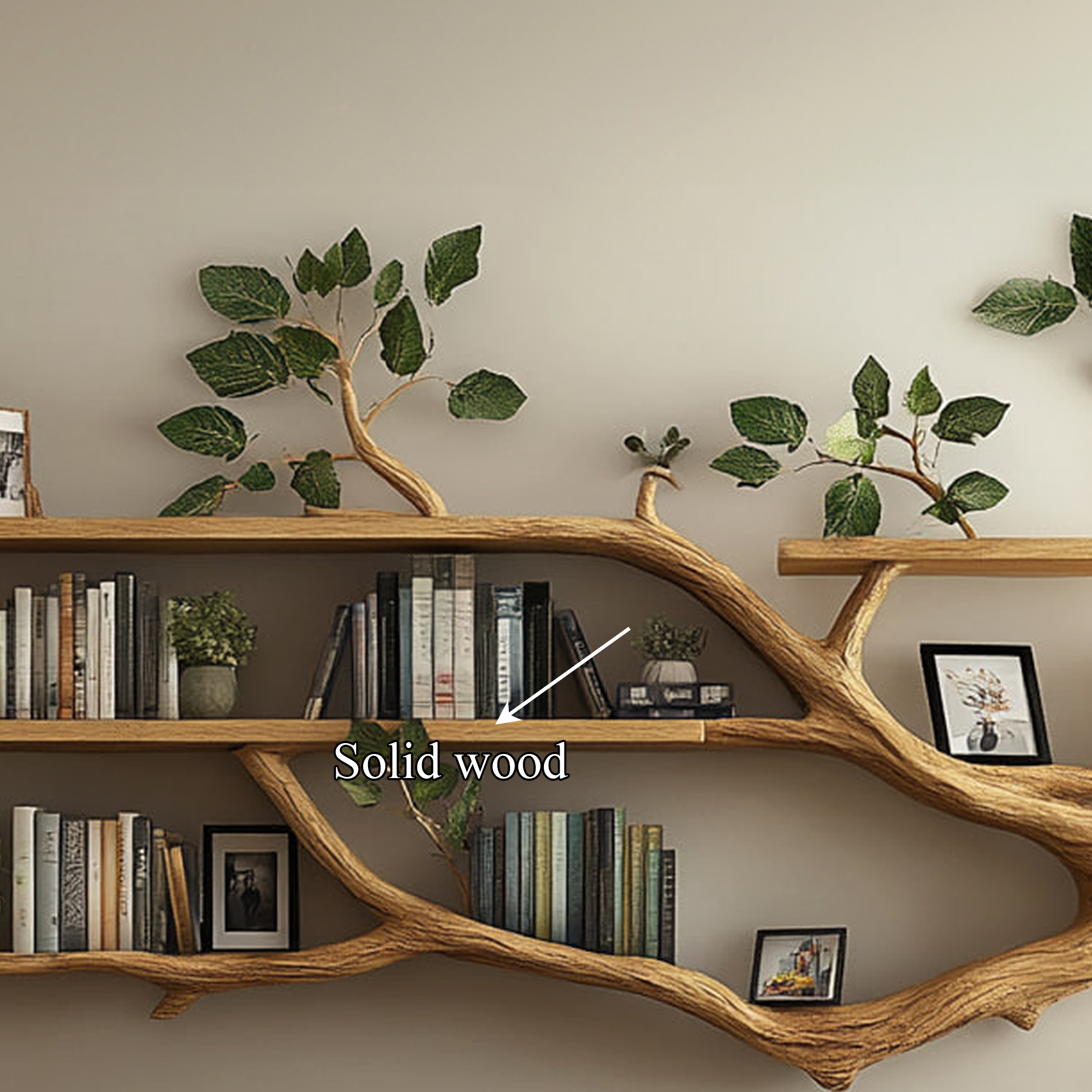 Rustic Tree Branch Shelf Modern Living Room Style