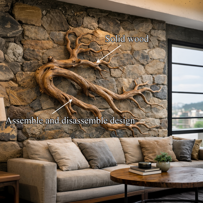 Driftwood Root Sculptural Solid Wood Wall Art Rustic Nature Inspired Decor