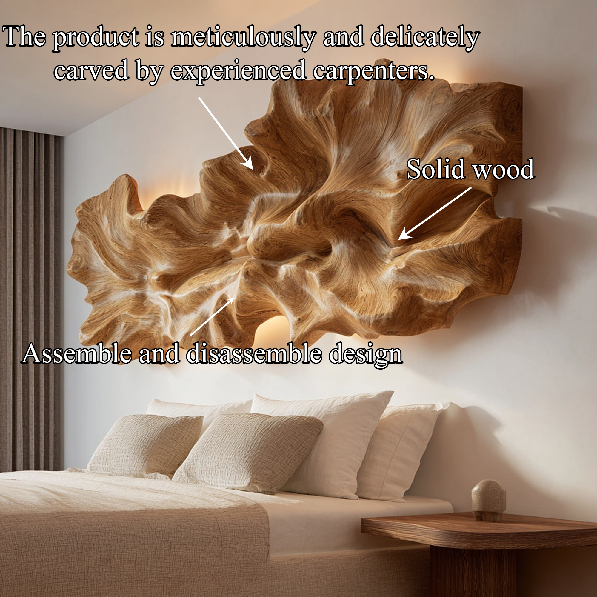 Rustic Signature Sculpted Wood Headboard Solid Wood Bedroom Interior Gallery Feature